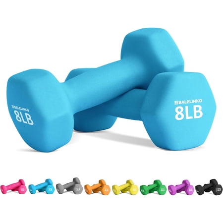 Hexagonal Neoprene Dumbbells Pair 8 LB Blue