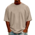 thumbnail image 2 of Plus Size 5XL Men's Shirt Short Sleeve 100%Cotton T-Shirts Breathable Crew Neck Athletic Tshirts Casual Summer Tops, 2 of 8
