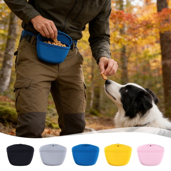 yuHome Silicone Dog Training Waist Bag | Clip Type Pet Training Bag | Dog Food Bag Treat Bag for Outdoor Training | Magnetic Clasp | 5.51X4.33X1.38 Inch | Lightweight Dog Treat Pouch