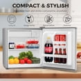thumbnail image 2 of Antarctic Star Mini Fridge with Freezer, 1.4 Cu. Ft Compact Refrigerator, Dorm Fridge, Single Reversible Door, Removable Glass Shelf, Defrost Button, for Bedroom, Office, Silver, 2 of 14