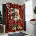 thumbnail image 4 of Merry Christmas Bathroom Shower Curtain Santa Claus Gift Stars Red Plaid Waterproof Washable Shower Curtains for Bathtub Bath Decor with Grommets and Hook 36 X 72 Inch, 4 of 8