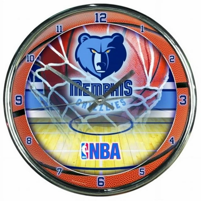 Memphis Grizzlies Clock Round Wall Style Chrome