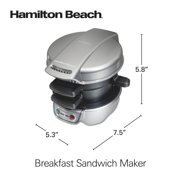 Hamilton Beach Breakfast Sandwich Maker with Egg Cooker Ring, Breakfast Station, Silver