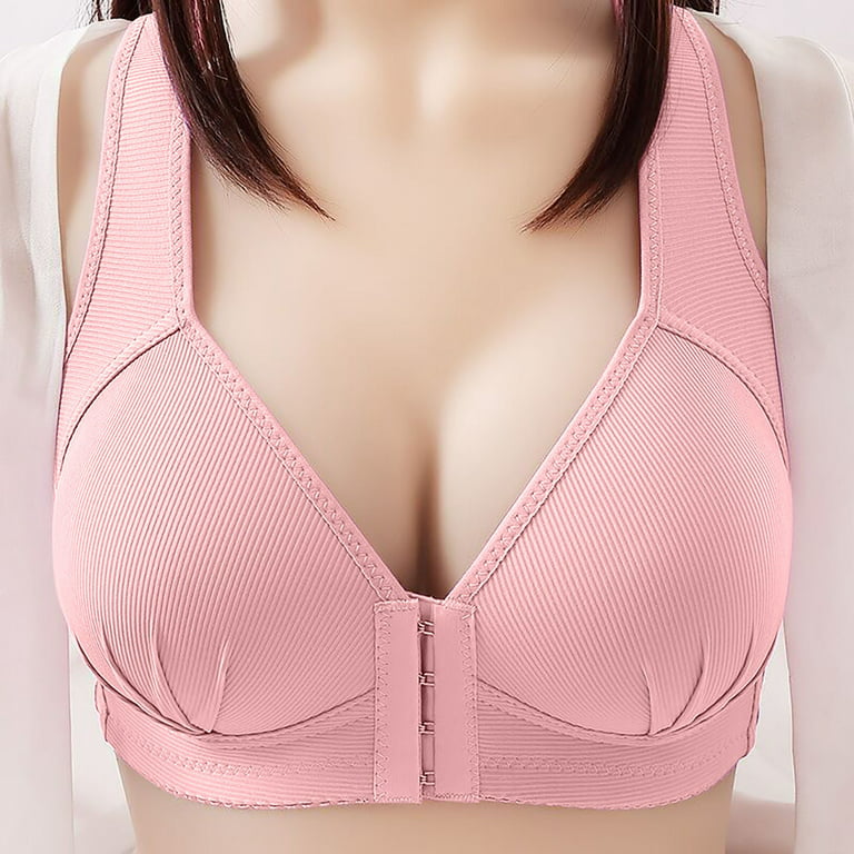 Kddylitq Plus Size Bras With Back Fat Coverage Wireless Bralette Seamless  Pink Push Up Bra Running Smoothing Racerback Compression Push Up Wirefree