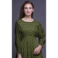 thumbnail image 5 of Bimba Floral Ladies Bishop Sleeve Round Neck Ruffle Maxi Smocked WaistÂ&nbsp;Dress-Large, 5 of 5