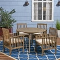 thumbnail image 3 of GDF Studio Maura Outdoor Acacia Wood 5 Piece Dining Set with Cushion, Gray and Cream, 3 of 12