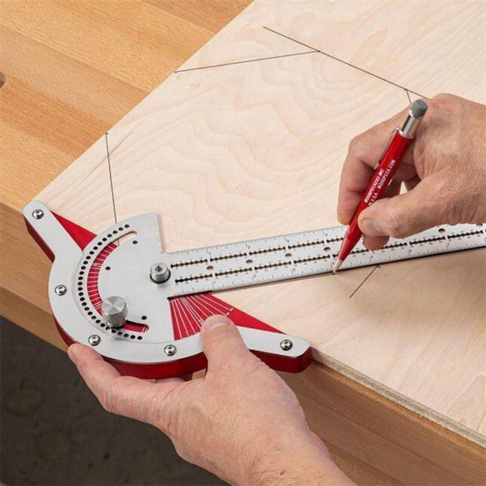 Woodworkers Edge Rule Efficient Protractor Angle Woodworking Ruler Angle Stainless Steel Precision Carpenter Measuring Tool