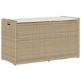 thumbnail image 1 of vidaXL Outdoor Storage Bench with Cushion Beige 100 cm Poly Rattan, 1 of 5