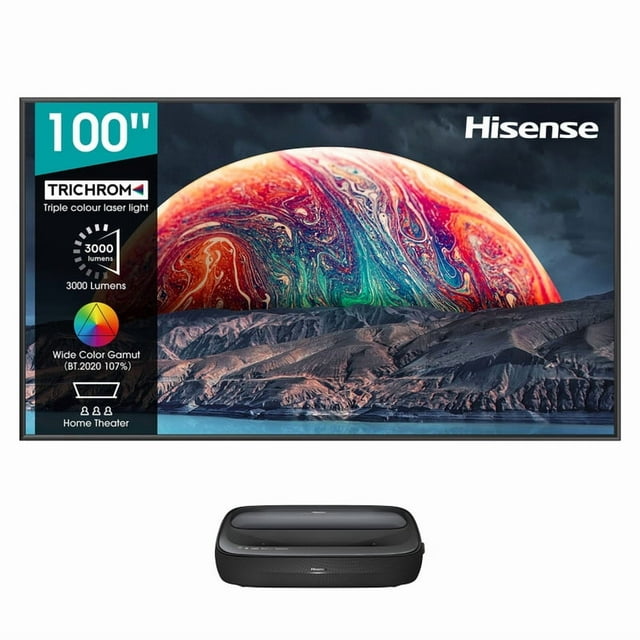 Laser TV Hisense 100L9G, 100 pulgadas, 4K Smart HDR, Android *Incluye pantalla de proyección e instalación*