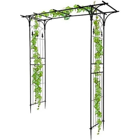 Wrought Iron Garden Arch Arbor for Climbing Plants,Outdoor Garden Lawn Backyard Plants Stand Archway Flat Top Arbor Trellis for Wedding Bridal Party Decoration
