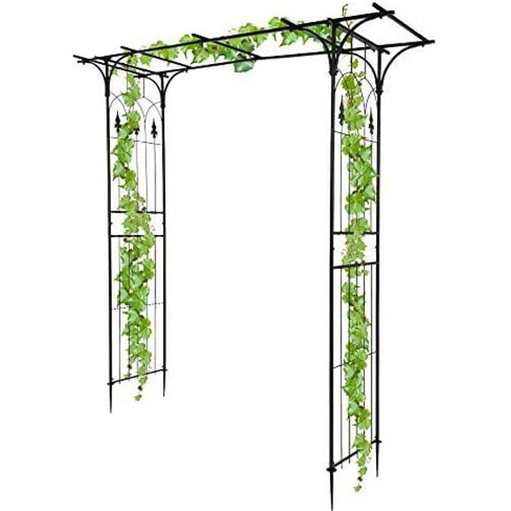 Wrought Iron Garden Arch Arbor for Climbing Plants,Outdoor Garden Lawn Backyard Plants Stand Archway Flat Top Arbor Trellis for Wedding Bridal Party Decoration