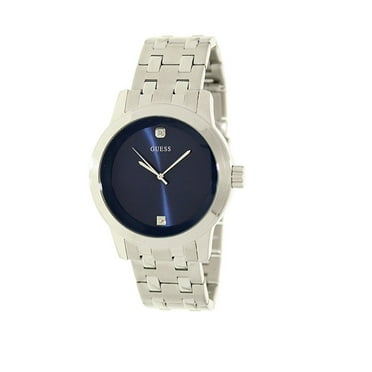 GUESS Factory Men's Blue and Silver-Tone Diamond Dress Watch U11576G2