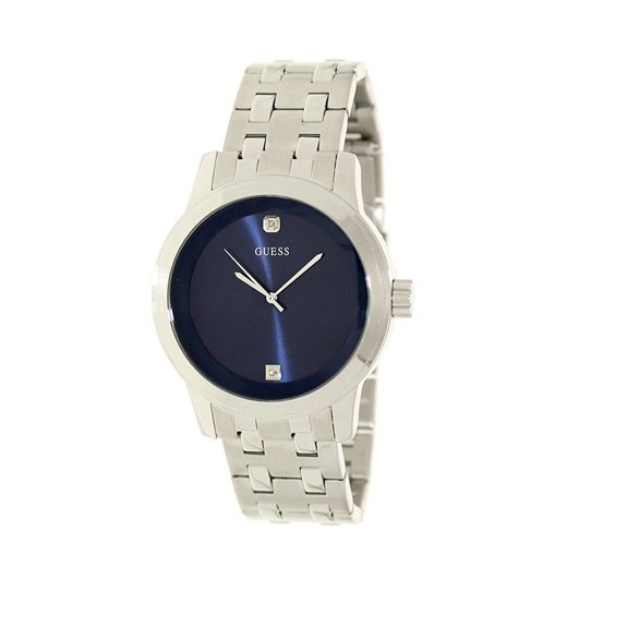GUESS Factory Men's Blue and Silver-Tone Diamond Dress Watch U11576G2