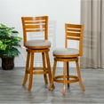 thumbnail image 5 of 24" Counter Height Slat Back Swivel Stool, Natural Finish, Beige Fabric Seat, 5 of 9