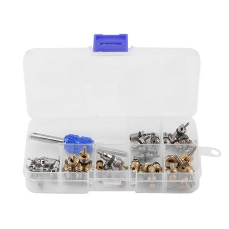 40PCS Car Auto A/C Air Conditioning R efrigerant Valve Core Leak Assortment Remover Tool R134A With Storage Box