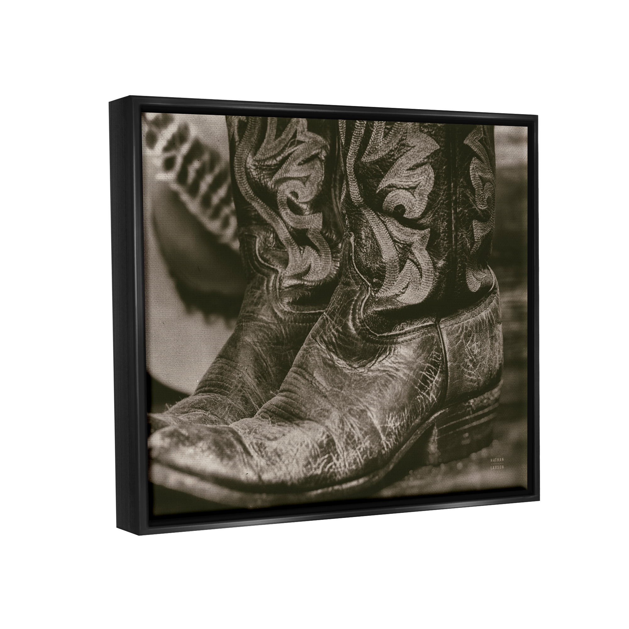 Stupell Industries Cowboy Boots Photography Beauty & Fashion Photography Black Floater Framed Art Print Wall Art, 31 x 25