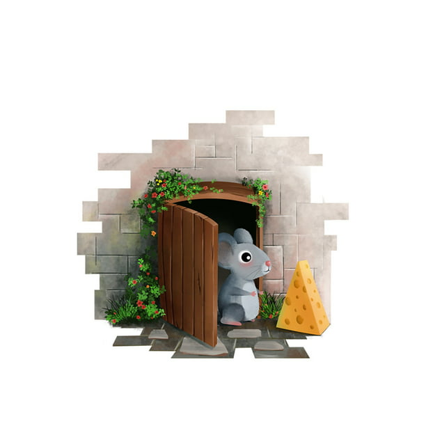 Hole Wall Stickers No Cats Cartoon Cute Mice Small Wall Decal For Kids Room  Living Room