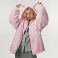 thumbnail image 2 of Mrmaere Men's Hooded Fuzzy Jacket Bunny Ear- Texture Warm Casual Outerwear for Daily & Leisure Wear Pink M, 2 of 7