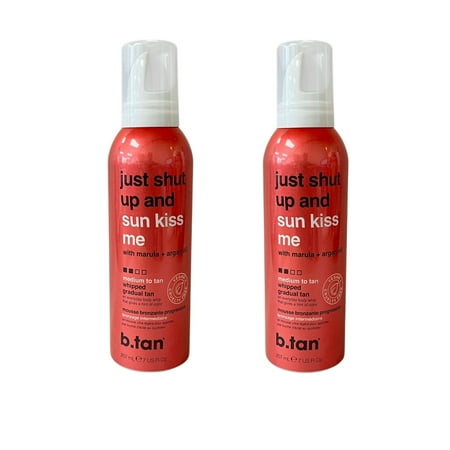 B.tan Just Shut Up And Sun Kiss Me Medium to Tan Whipped Gradual Tan 7 fl oz 2 Pack