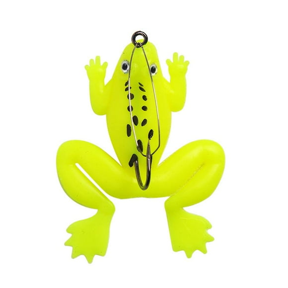 Leurre de Pêche Simulé en Forme de Grenouille Souple, Appât à Hameçon Simple Réaliste pour Achigan Noir et Brochet, Surface Réaliste en Silicone, 5,2 g, 6 cm, Vert/brun