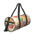 thumbnail image 3 of Xecao Succulent And Cactus print Round Travel Duffel Bag is a foldable gym bag with an inner pocket, perfect for travel sports, 3 of 8