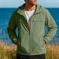 thumbnail image 2 of Mens Windbreak Lightweight Sun Protection Running Jackets with Zip Pocket, Workout Track Hoodie Athletic Gym Sweatshirts Men Army Green, 2 of 9