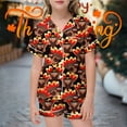 thumbnail image 4 of Youmylove Kids Girls Pajamas Set Thanksgiving Pumpkin Satin Silk Pajamas Short Sleeve Sleepwear 2 Piece Button Down Shirt Shorts Set Soft Comfy Sleepwear Nighty, 4 of 4