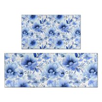 Pioneer Flower Floral Print Pattern Kitchen Rugs Sets Of 2,Anti Fatigue Kitchen Mat Rugs Non Slip Washable,Decorative Kitchen Floor Mats for Kitchen,Sink,Laundry,17"x30" 17"x47"