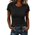 thumbnail image 2 of Jinhomg Womens Cotton T Shirts Crewneck Short Sleeve Slim Fit Basic Tee Fashion Y2k Casual Summer Tops Black S, 2 of 4