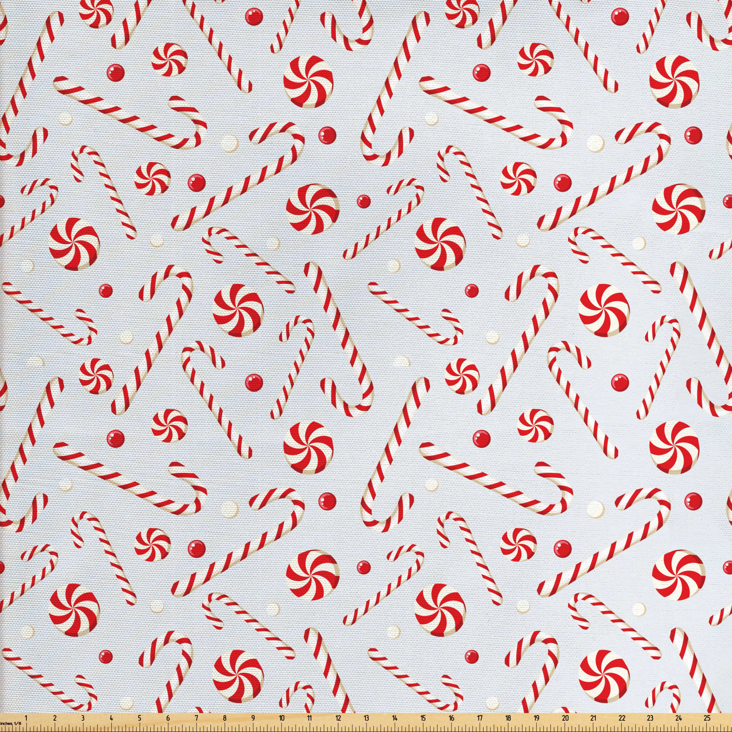 Candy Cane Fabric by The Yard, Sugary Treats of New Year Celebrations