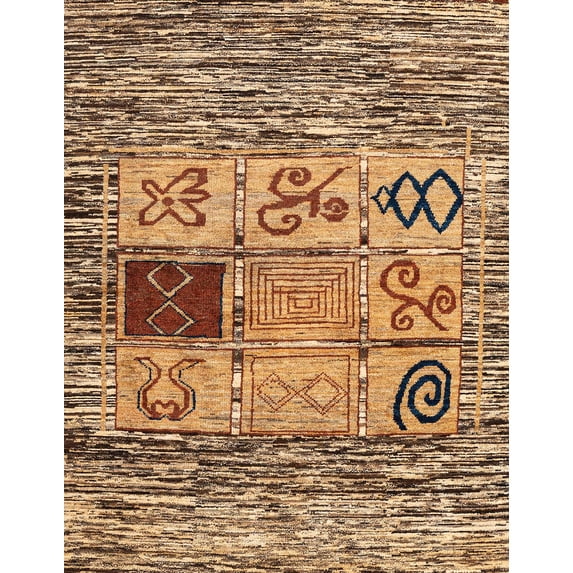 Ahgly Company Indoor Rectangle Abstract Dark Sienna Brown Oriental Area Rugs, 2' x 5'