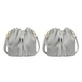 thumbnail image 4 of Maytalsory Chic Small Shopping Bucket Shoulder Bag Drawstring Purse Handbag Blue Gray 22x11x19CM 2Set, 4 of 6