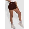 thumbnail image 3 of Rib Knit High Waist Hot Shorts - Chocolate Brown, 3 of 10
