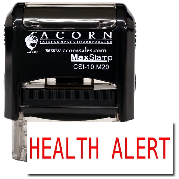 Self-Inking Health Alert Stamp with Burgundy Ink