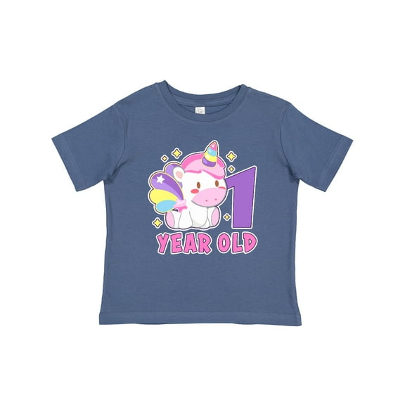 Inktastic 1 Year Old with Cute Unicorn Birthday Girls Baby T-Shirt