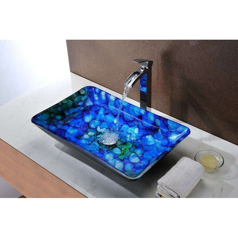 Avao Deco-Glass Vessel Sink in Lustrous Blue Avao Deco-Glass Vessel Sink in Lustrous Blue