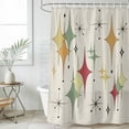 thumbnail image 6 of Colorful Diamond Shower Curtain, Waterproof Shower Curtains for Bathroom, Modern Geometric Middle Century Beige Retro Washable Fabric Bathtub Curtain Set Bath Decor with 12 Hooks Extra Long 72"x96", 6 of 6