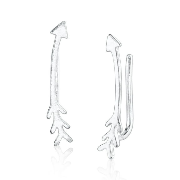 Arrow Ear Crawler Curved Earrings - 925 Sterling Silver
