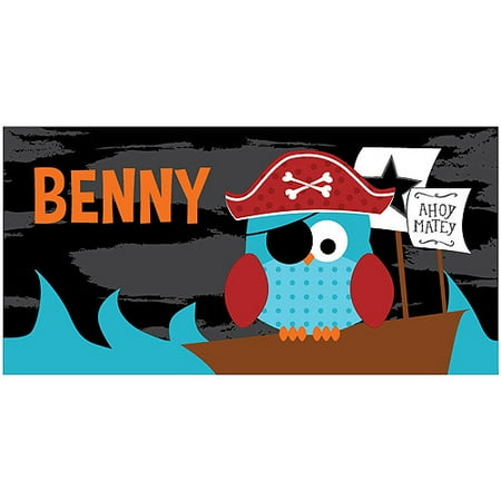 Personalized Pirate Owl Kids Beach Towel