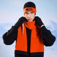 thumbnail image 2 of Fsgntruao Winter Hat Scarf Gloves Set for Men Knit Thermal Fleece Lined Beanie, Warm Long Scarves, Touchscreen Gloves for Cold Weather Orange,Free Size, 2 of 6