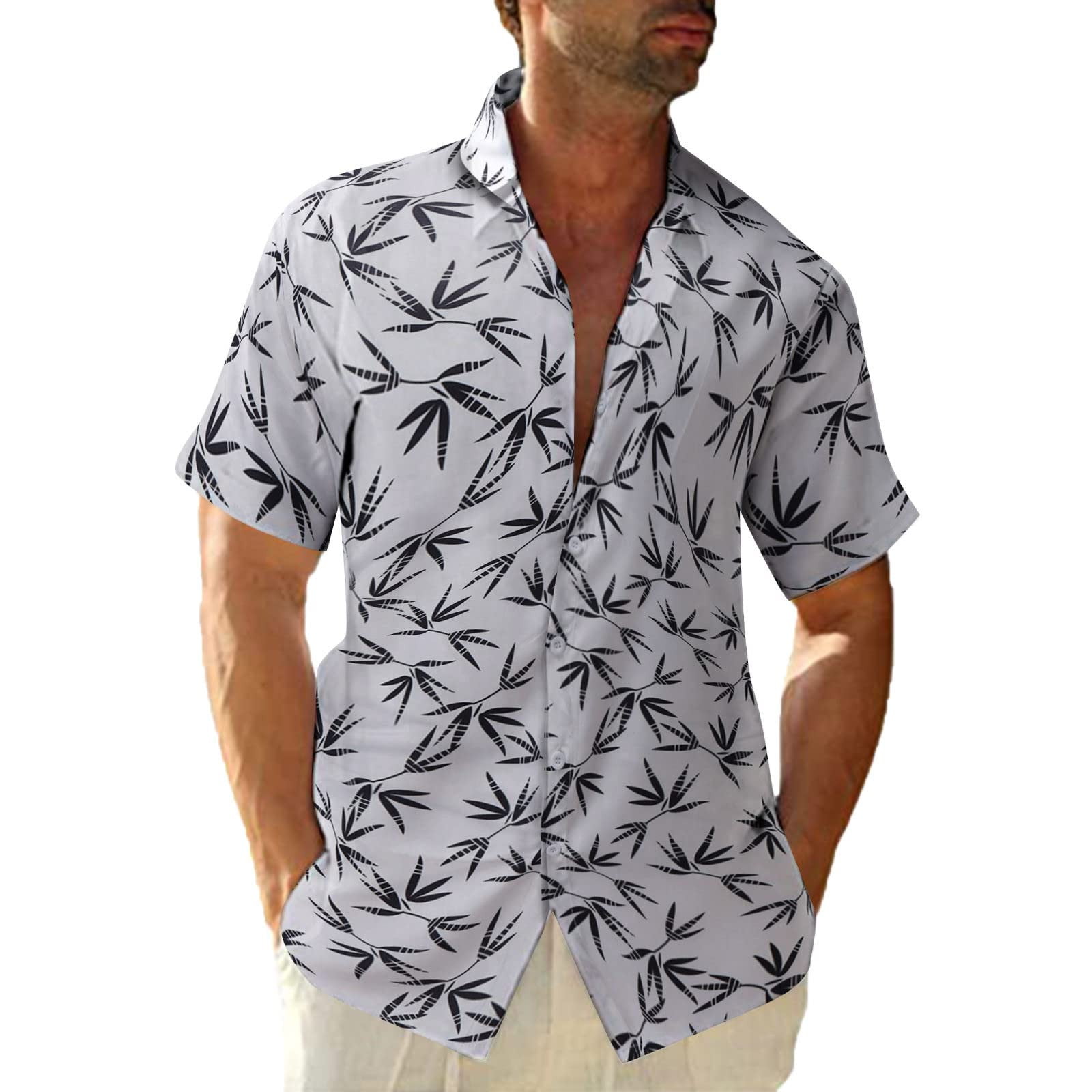  Men's Hawaiian T-Shirts Men Hawaiian Floral Shirt Short Sleeve  Beach Printed Summer Button Down Aloha Shirt Holiday : Clothing, Shoes 