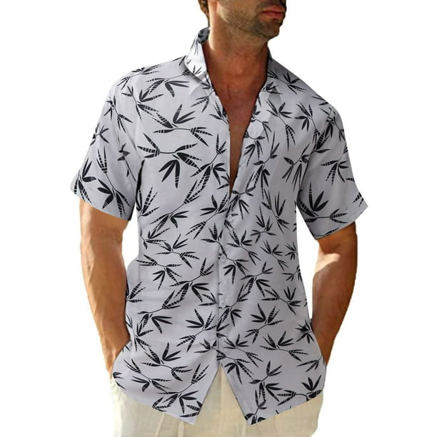 Camisa de playa de manga corta hawaiana para hombre camisas informales con botones de verano estampadas Pompotops oipoqjl44812 Walmart en linea