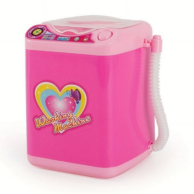 Petits Appareils pour Enfants Jouet de Jeu d'Imitation, Mini Machine à Laver Électrique de Simulation, Jouet Machine à Laver avec Pinceau de Maquillage