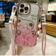 thumbnail image 2 of Funda para iPhone 16 Pro Max con correa, Lindo Patrón de Brillo Brillante de Oso de Dibujos Animados con Brillo de cordón Cruzado para Mujeres y Niñas, Funda Suave de TPU a prueba de golpes, 2 of 6