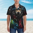 thumbnail image 2 of Logiee Vintage Wolf Warrior Print Mens Hawaiian Shirts,Loose-Fit Short Sleeve Button Down Tropical Aloha Beach Shirt,Summer Vacation Wedding Tops,Large, 2 of 7