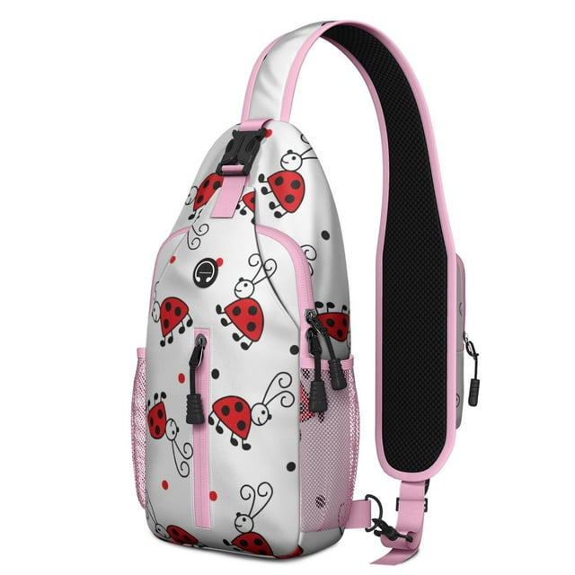 Sac à Dos Bandoulière Imprimé Coccinelle, Sac de Jour Léger avec Motif de Dessin Animé Coccinelle à Pois Rouges Mignons, Design Insecte Nature Jardin, Sac de Voyage Anti-Vol pour Trajets Quotidiens, Extérieur, Gym