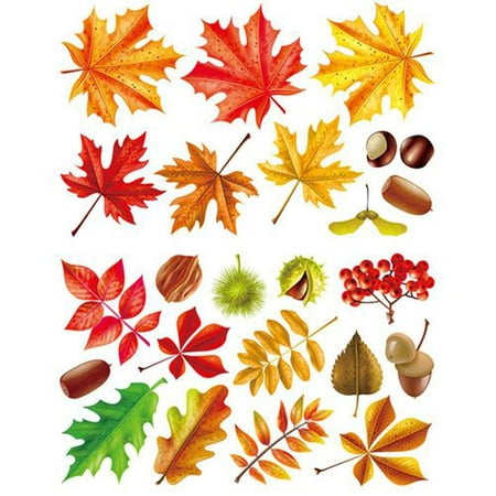 AkoaDa Fall Leaves Window Clings Thanksgiving Maple Decorations Wall Stickers Home Room