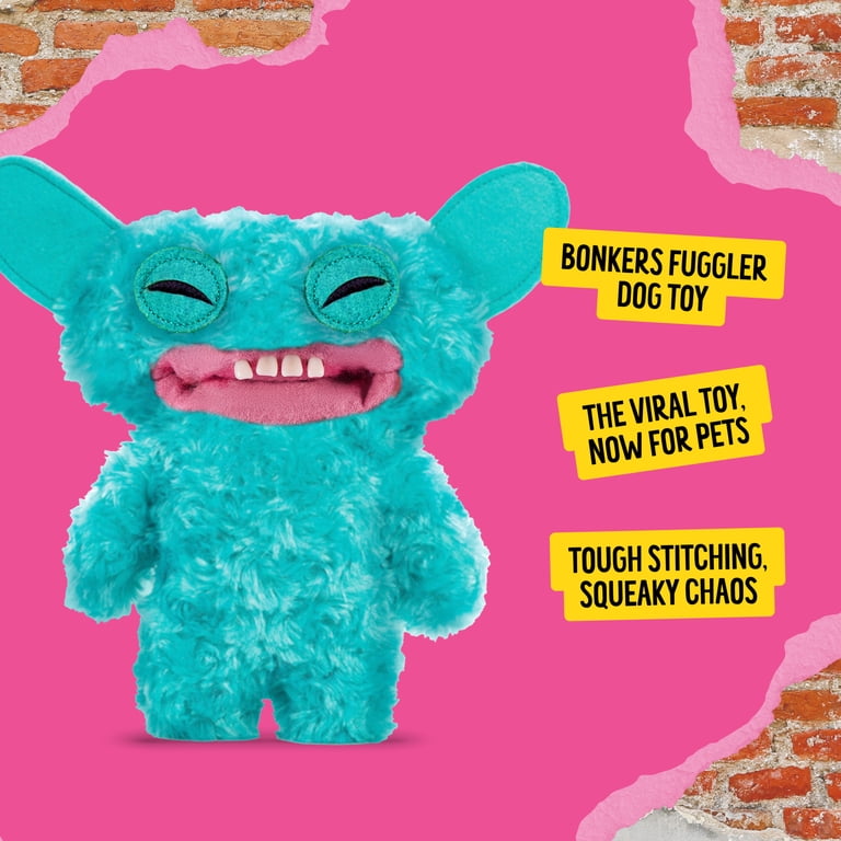BONKERS Fuggler Grin Grin Squeaky Plush Dog Toy, Blue photo 2