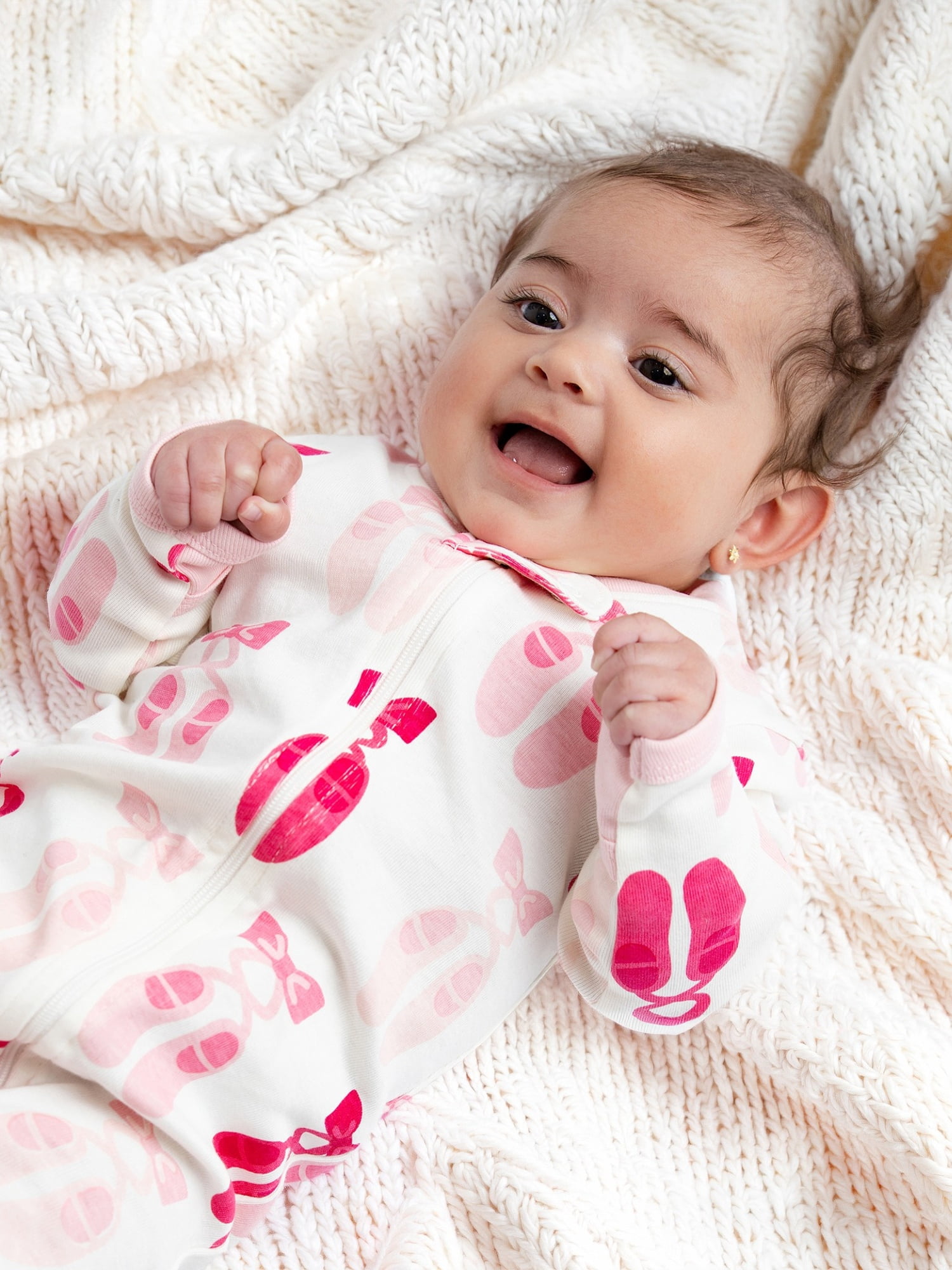 Monica + Andy Organic Cotton Gender Neutral Long Sleeve Baby One-Piece Pajama, Sizes Newborn - 24 Months
