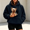thumbnail image 2 of CAIVO Women Pet Carrying Hoodie Oversized Fuzzy Pullover With Dog Pouch Long Sleeve Drawstring Warm Casual Winter Tops Cozy Streetwear, 2 of 8